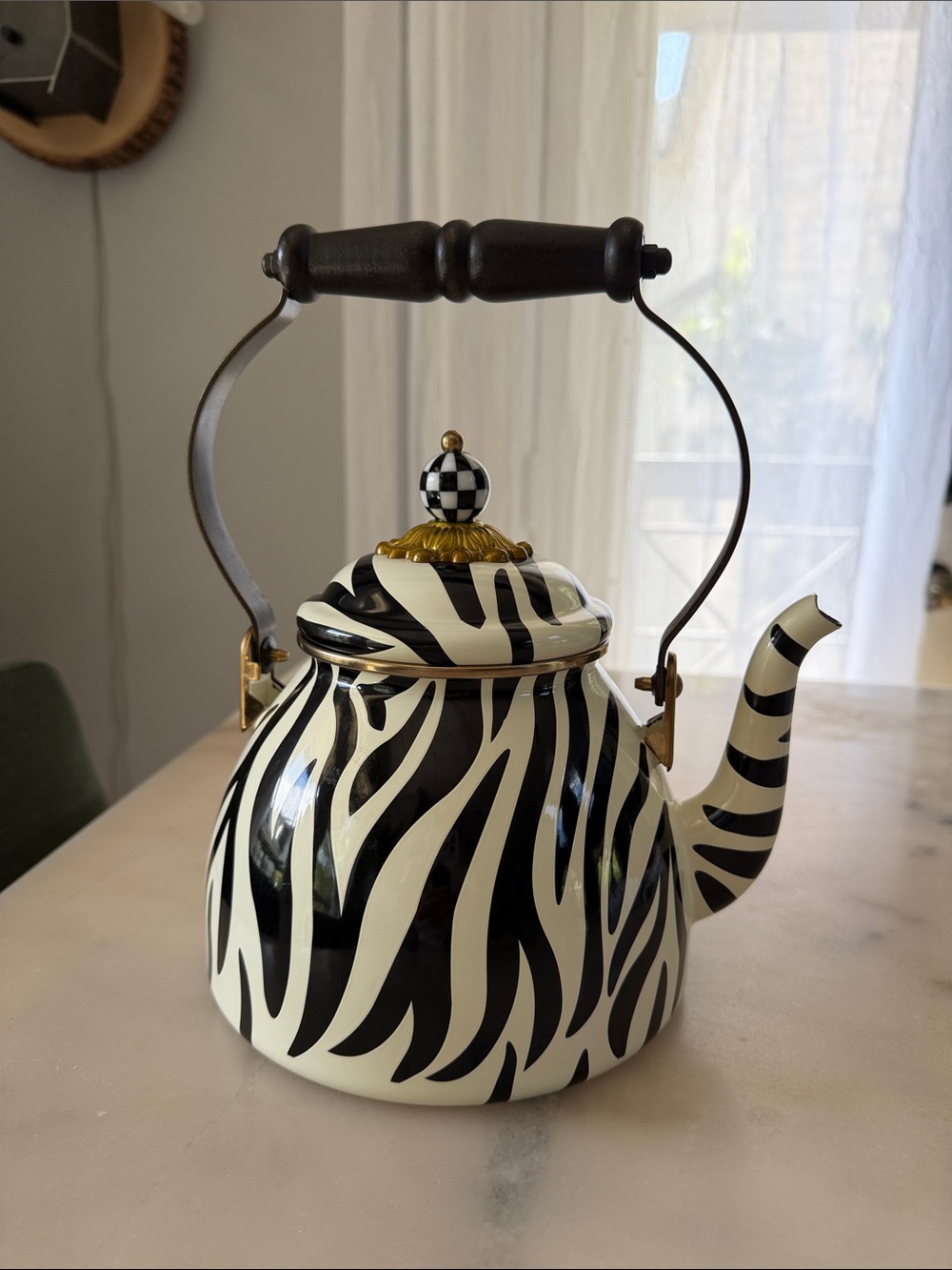 MacKenzie-Childs Zebra 2 Quart Tea Kettle - Picture 3 of 6